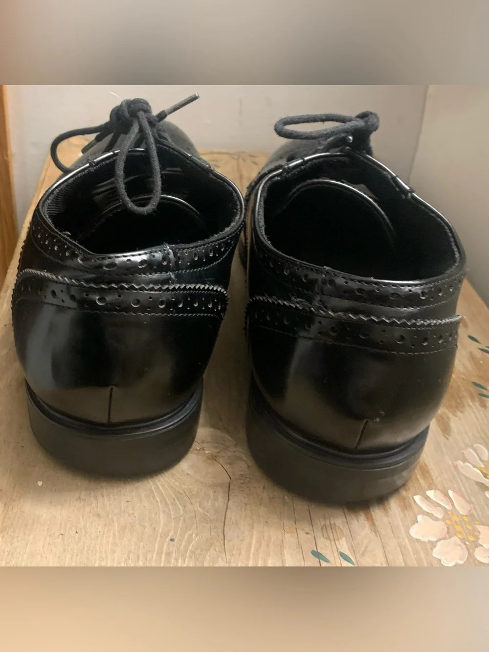Van Heusen Black Wingtip Lace-Up Oxfords